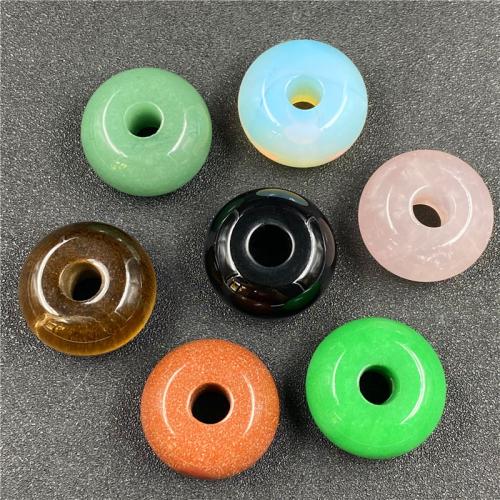 Natural Stone Large Hole Bead, polished, DIY, Random Color, 30x18mm, Hole:Approx 8mm, Sold By PC