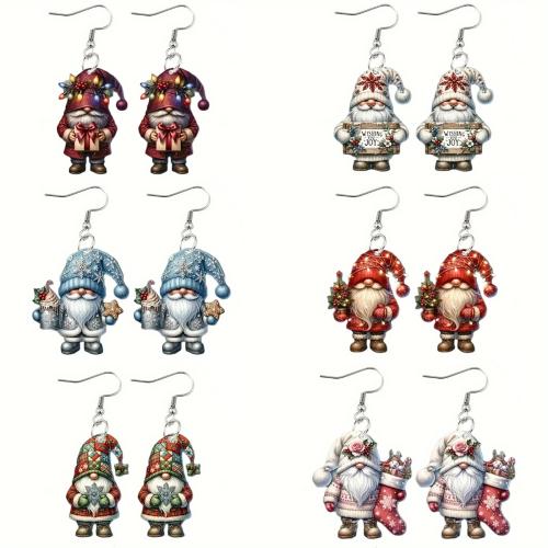 Christmas Earrings, Acrylic, Santa Claus, printing, Christmas Design & different styles for choice & for woman, more colors for choice, Sold By Pair