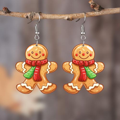 Christmas Earrings, Acrylic, Gingerbread Man, Christmas Design & cute & different styles for choice & for woman, more colors for choice, Sold By Pair