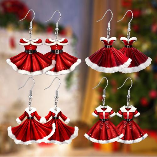 Christmas Earrings, Acrylic, Garment, Christmas Design & cute & for woman, more colors for choice, Sold By Pair