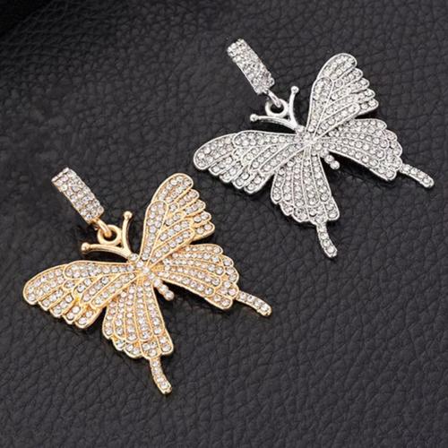 Tibetan Style Rhinestone Pendants, Butterfly, plated, DIY & with rhinestone, more colors for choice, 54x47mm, Sold By PC