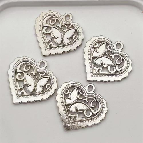 Colgantes de Aleación de Zinc en Forma de Corazón, chapado en color de plata, Bricolaje, 25x25mm, 100PCs/Bolsa, Vendido por Bolsa