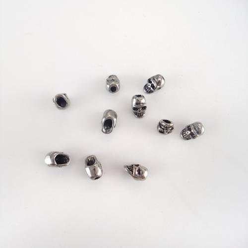 Edelstahl-Beads, 304 Edelstahl, Schädel, plattiert, DIY, 7x5mm, verkauft von PC