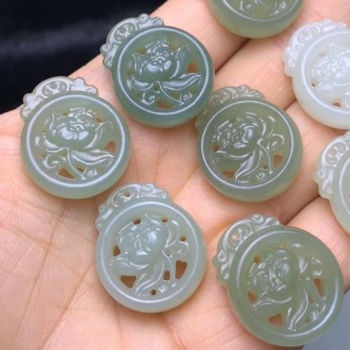 Natural Jade Pendants, Hetian Jade, DIY, 26x22x7.30mm, Sold By PC