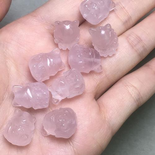 Natural Rose Quartz Beads, Fox, DIY, pink, 15.50x11.50x11mm, Sold By PC