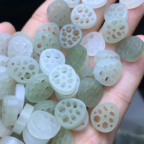 Natural Jade Pendants, Hetian Jade, Lotus Root, DIY, green, 14x12mm, Sold By PC