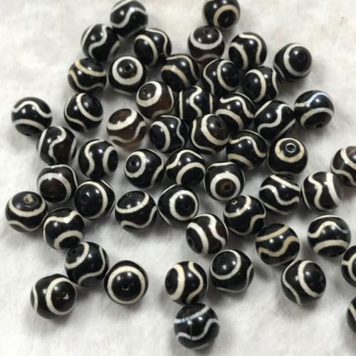 Natural Tibetan Agate Dzi Beads, Round, DIY, black, 10mm, Sold By PC