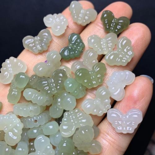 Natural Jade Beads, Hetian Jade, Butterfly, DIY, green, 15.70x11x5.40mm, Sold By PC