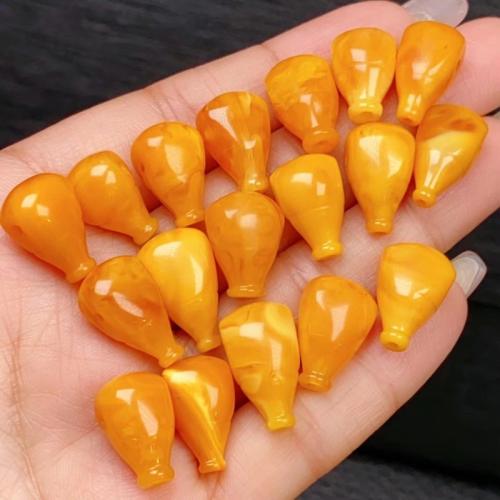 Gemstone Jewelry Beads, Beeswax, DIY, yellow, The size of the hole is about 8.6-9.6mm, and the length is about 14.4-17mm, Sold By PC