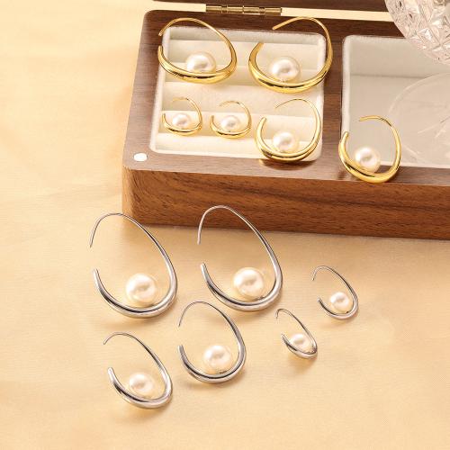 Pendientes de Acero Inoxidable, acero inoxidable 304, con Perlas cultivadas de agua dulce, chapado, Joyería & diverso tamaño para la opción & para mujer, más colores para la opción, Vendido por Par