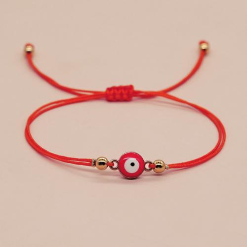 Bracelet Evil Eye bijoux, alliage de zinc, avec corde de cire & résine, fait à la main, bijoux de mode & pour femme, plus de couleurs à choisir, Longueur:16-20 cm, Vendu par PC