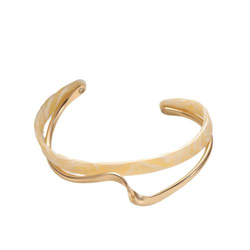 Tibetan Style Bangle, with Pearl Oyster, plated, Double Layer & fashion jewelry & for woman, golden, Sold By PC