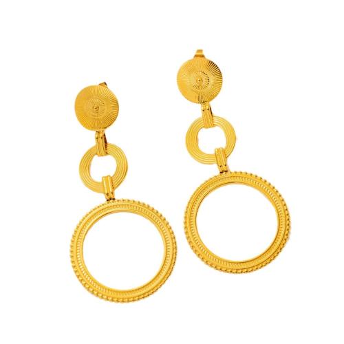 Titanium Steel  Earring, with Plastic Pearl, plated, different styles for choice & for woman, gold, Sold By Pair