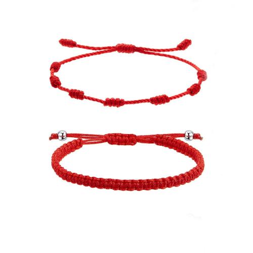 Mode créer Bracelets cordon de cire, corde de cire, avec pierre gemme & résine & Acier inoxydable 304, styles différents pour le choix & pour femme, rouge, Vendu par PC