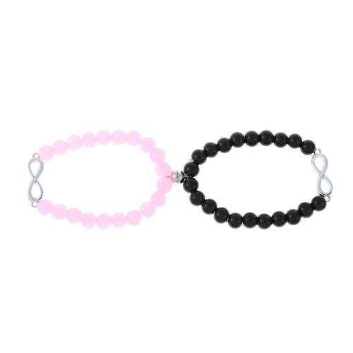 Pareja pulsera y brazalete, aleación de zinc, con Obsidiana & Cristal, hecho a mano, 2 piezas & unisexo & diferentes estilos para la opción, más colores para la opción, longitud:aproximado 18-32 cm, Vendido por Set