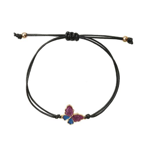 Bracelet en alliage de zinc, avec corde de cire, Placage, 2 pièces & pour femme & émail, hyacinthine, Longueur:Environ 16-30 cm, Vendu par fixé