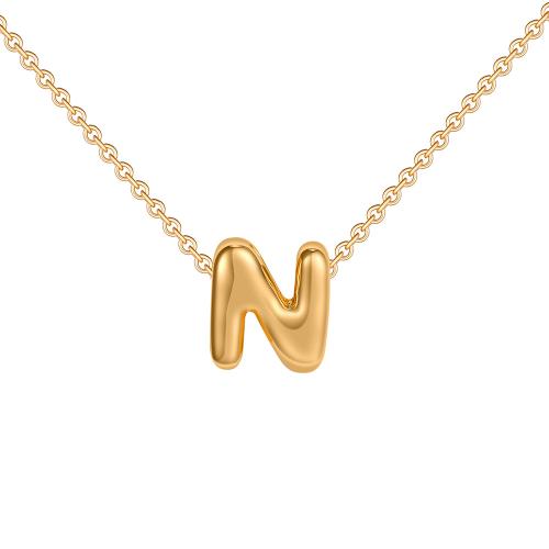 Titanium Steel Necklace, with 304 Stainless Steel Chain, plated, letters are from A to Z & different styles for choice & for woman, golden, Sold By PC