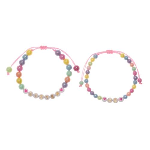 Fashion Create Wax Cord Bracelets, Plastic, with Wax Cord & Acrylic, 2 pieces & different designs for choice & for woman, multi-colored, Length:Approx 16-30 cm, Sold By Set