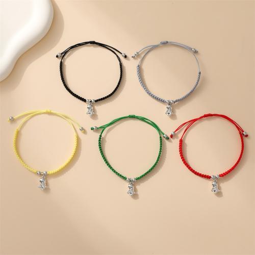 Bracelet en alliage de zinc, avec corde de cire, unisexe, plus de couleurs à choisir, Longueur:Environ 18-32 cm, Vendu par PC