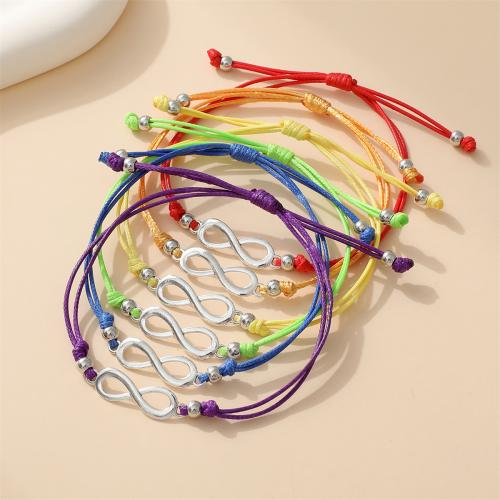 Bracelet en alliage de zinc, avec corde de cire, unisexe & styles différents pour le choix, plus de couleurs à choisir, Longueur:Environ 18-32 cm, Vendu par fixé