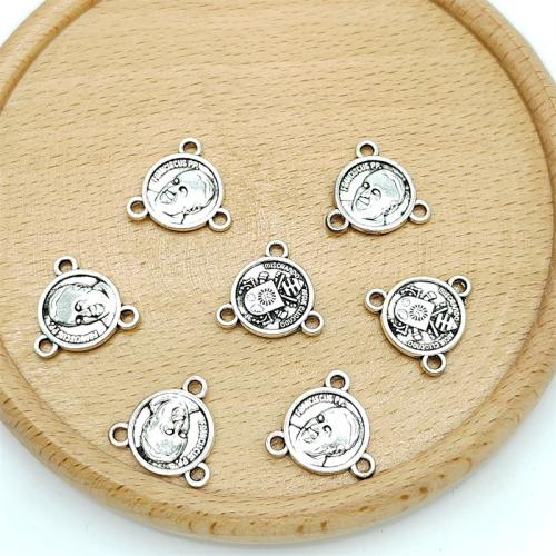 Tibetan Style Pendants, Round, antique silver color plated, DIY & 3-hole, 17x15mm, 100PCs/Bag, Sold By Bag