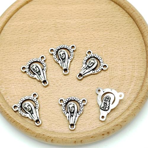 Tibetan Style Pendants, Virgin Mary, antique silver color plated, DIY & 3-hole, 15x19mm, 100PCs/Bag, Sold By Bag