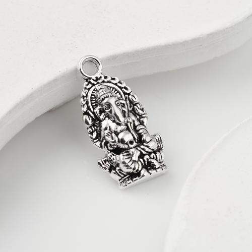 Pendentifs en alliage de zinc, Ganesha, Plaqué de couleur d'argent, DIY, 26x13x4mm, 540PC/kg, Vendu par kg