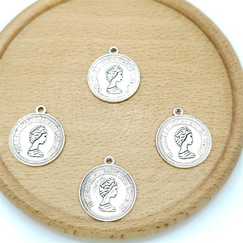 Tibetan Style Pendants, Round, antique silver color plated, DIY, 20x23mm, 100PCs/Bag, Sold By Bag