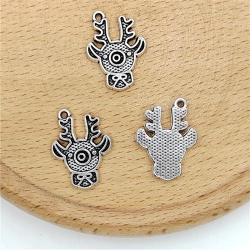 Tibetan Style Pendants, Christmas Reindeer, antique silver color plated, DIY, 9.50x18.50mm, 100PCs/Bag, Sold By Bag