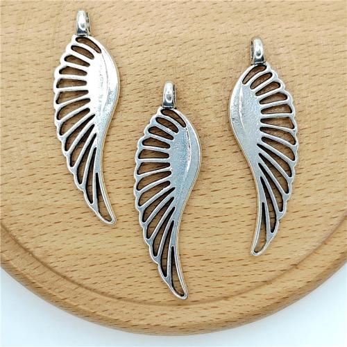 Wing Shaped Tibetan Style Pendants, antique silver color plated, DIY, 12x43mm, 100PCs/Bag, Sold By Bag