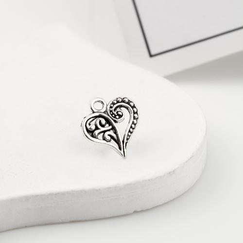 Pendentifs coeur en alliage de zinc, Plaqué de couleur d'argent, DIY, 14x13x3mm, 1400PC/kg, Vendu par kg