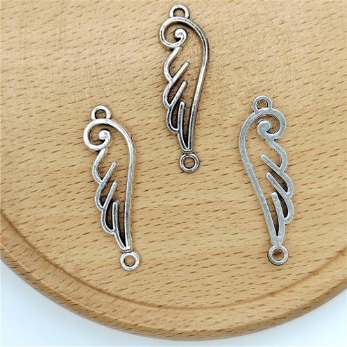 Tibetan Style Connector, Wing Shape, antique silver color plated, DIY & 1/1 loop, 8x33mm, 100PCs/Bag, Sold By Bag