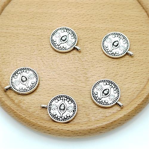 Tibetan Style Pendants, Round, antique silver color plated, DIY & 1/1 loop, 15x19mm, 100PCs/Bag, Sold By Bag