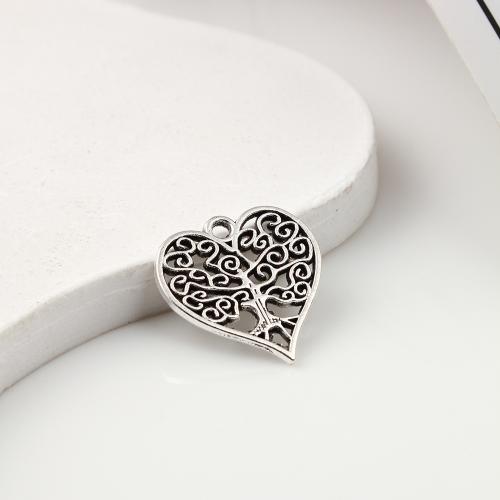 Pendentifs coeur en alliage de zinc, Plaqué de couleur d'argent, DIY, 20x19x1mm, 650PC/kg, Vendu par kg