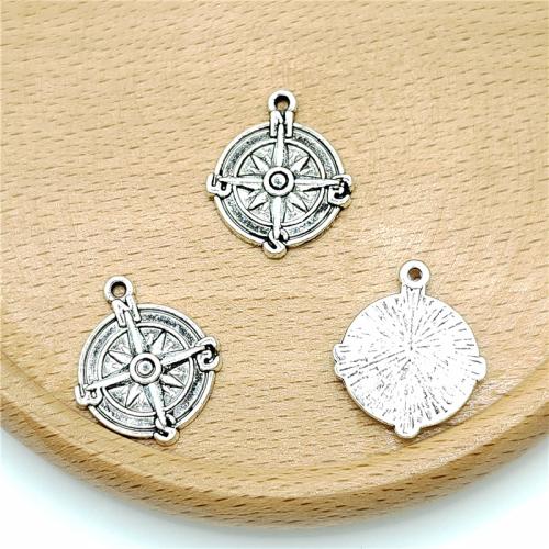 Tibetan Style Pendants, Round, antique silver color plated, DIY & 1/1 loop, 18x21mm, 100PCs/Bag, Sold By Bag