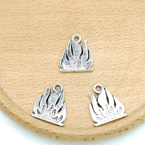 Tibetan Style Pendants, Fire, antique silver color plated, DIY & 1/1 loop, 15x18mm, 100PCs/Bag, Sold By Bag