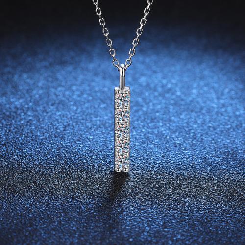 Argent sterling 925 collier, avec Moissanite, avec 2inch chaînes de rallonge, pour femme, Longueur:Environ 15.7 pouce, Vendu par PC