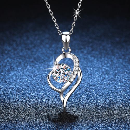 925 Sterling Silver Necklace, with 2inch extender chain, Heart, different materials for choice & oval chain & for woman & hollow, Length:Approx 15.7 Inch, Sold By PC