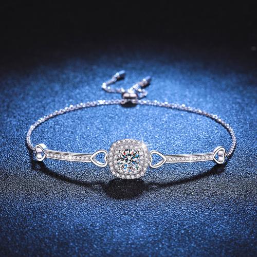 925 Sterling Silver Bracelet, different materials for choice & for woman, Length:Approx 9.8 Inch, Sold By PC