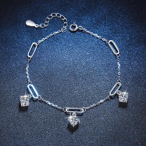 925 Sterling Silver Bracelet, with 1.2inch extender chain, different materials for choice & for woman, Length:Approx 6.3 Inch, Sold By PC