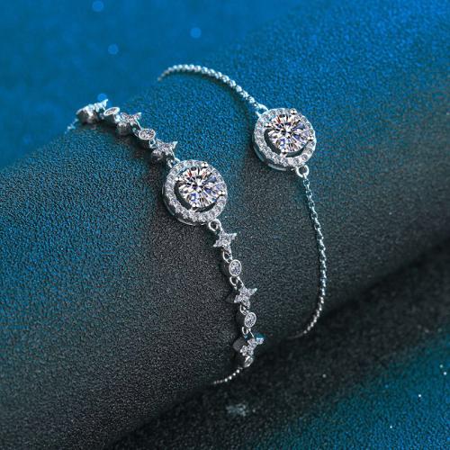 925 Sterling Silver Bracelet, different materials for choice & for woman, Length:Approx 6-10 Inch, Sold By PC