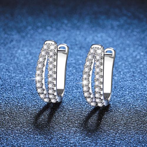 925 Sterling Silver Stud Earring, with Moissanite, for woman & hollow, 16mm, Sold By Pair