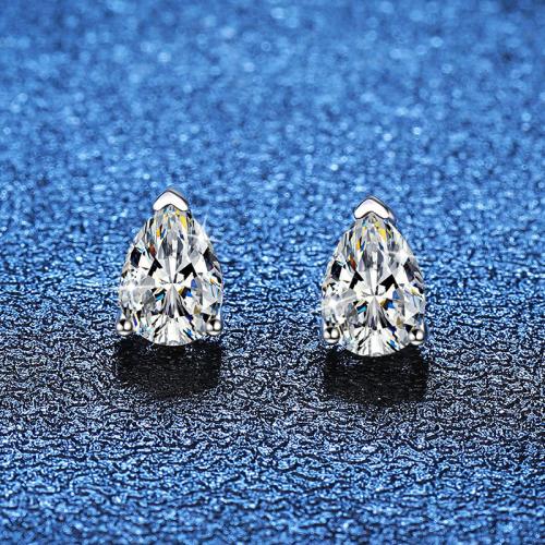 925 Sterling Silver Stud Earring, Teardrop, different materials for choice & for woman, 5x8mm, Sold By Pair