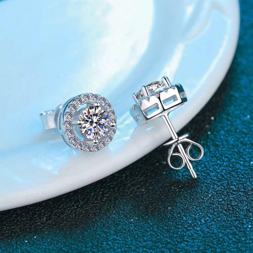 925 Sterling Silver Stud Earring, Round, different styles for choice & for woman & hollow, earring length 5-10mm, Sold By Pair