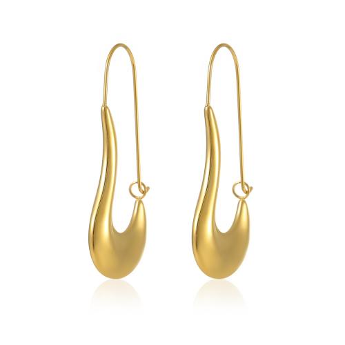 Stainless Steel Drop Earring, 304 Stainless Steel, 18K gold plated, fashion jewelry & for woman, golden, 48x21mm, Sold By Pair