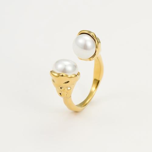 Stainless Steel Finger Ring, 304 Stainless Steel, with Plastic Pearl, different styles for choice & for woman, more colors for choice, Sold By PC