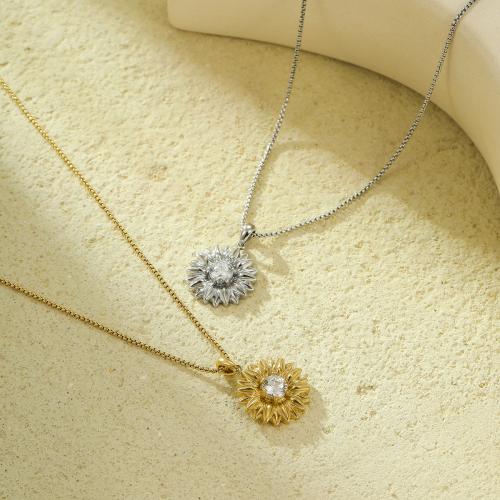 Stainless Steel Jewelry Necklace, 304 Stainless Steel, with 5cm extender chain, fashion jewelry & micro pave cubic zirconia & for woman, more colors for choice, Length:Approx 41.5 cm, Sold By PC