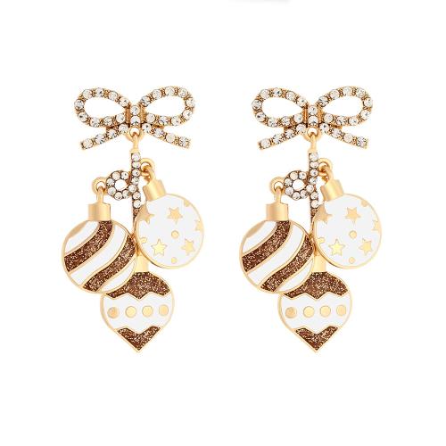 Tibetan Style Stud Earring, fashion jewelry & for woman & with rhinestone, golden, 55x33mm, Sold By Pair