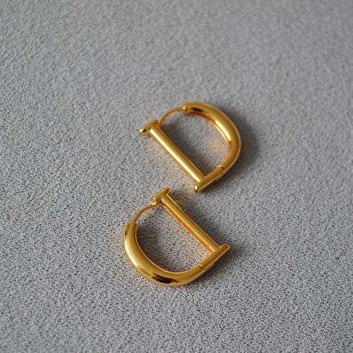 Brass Drop Earring, Letter D, fashion jewelry & for woman, more colors for choice, 19mm, Sold By Pair