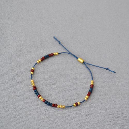 Brass Bracelet, with Seedbead, Length Adjustable & fashion jewelry & for woman, Length:Approx 17 cm, Sold By PC